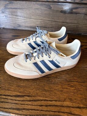 Adidas Samba Suede Sneakers in Beige and Navy